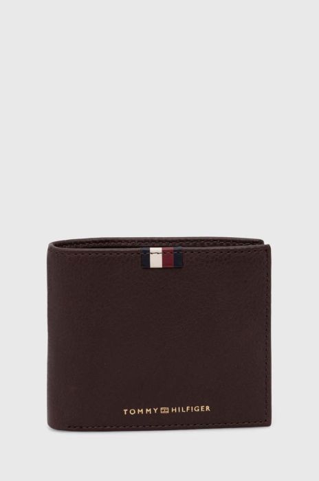 Шкіряний гаманець Tommy Hilfiger чоловічий колір коричневий (3421395)
