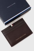 Шкіряний чохол на банківські карти Tommy Hilfiger колір коричневий