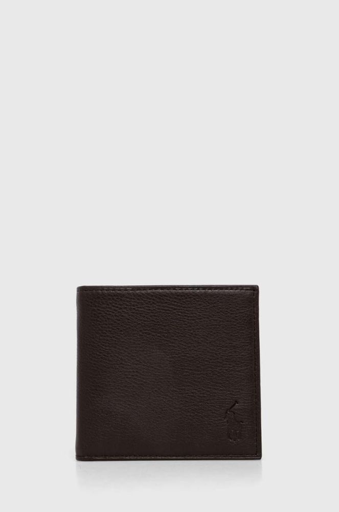 Шкіряний гаманець Polo Ralph Lauren чоловічий колір коричневий (3386190)
