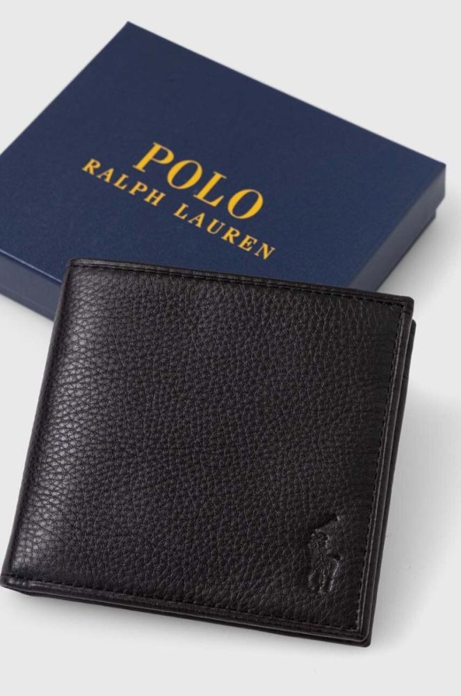 Шкіряний гаманець Polo Ralph Lauren чоловічий колір чорний (3386191) фото 4