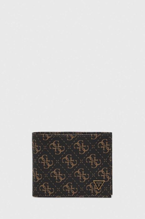 Шкіряний гаманець Guess чоловічий колір коричневий (3618355)