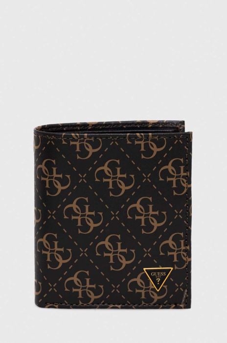 Шкіряний гаманець Guess чоловічий колір коричневий (3618359)