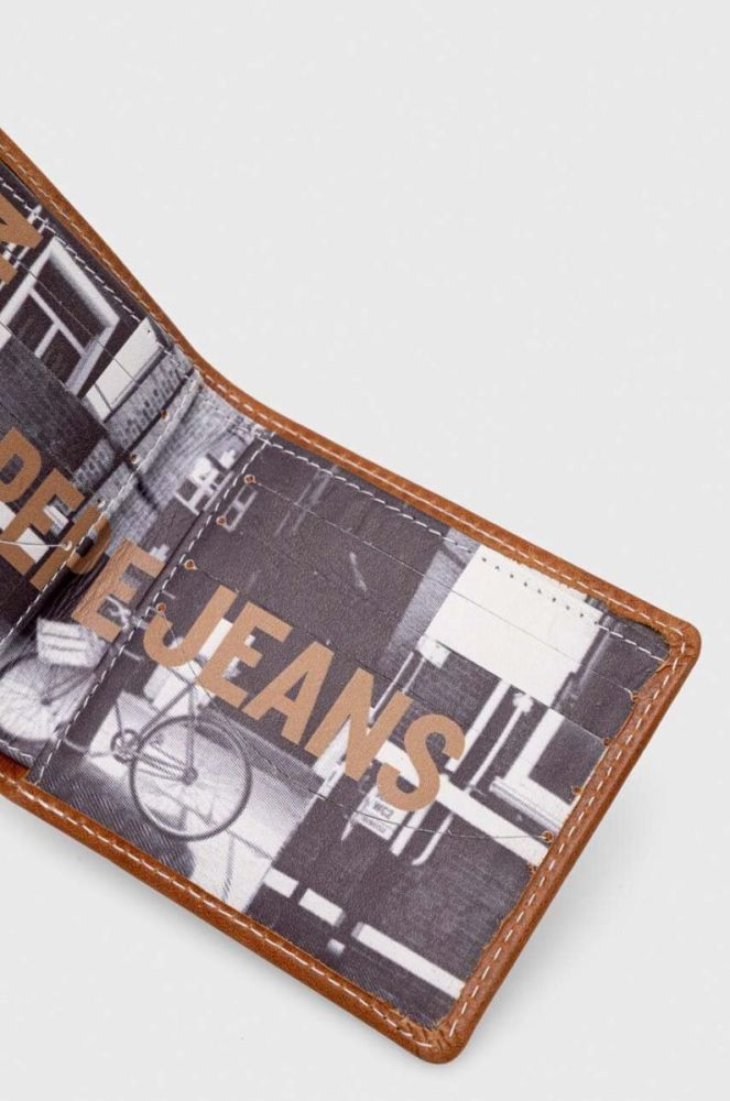 Шкіряний гаманець Pepe Jeans Arnold чоловічий колір коричневий фото 4