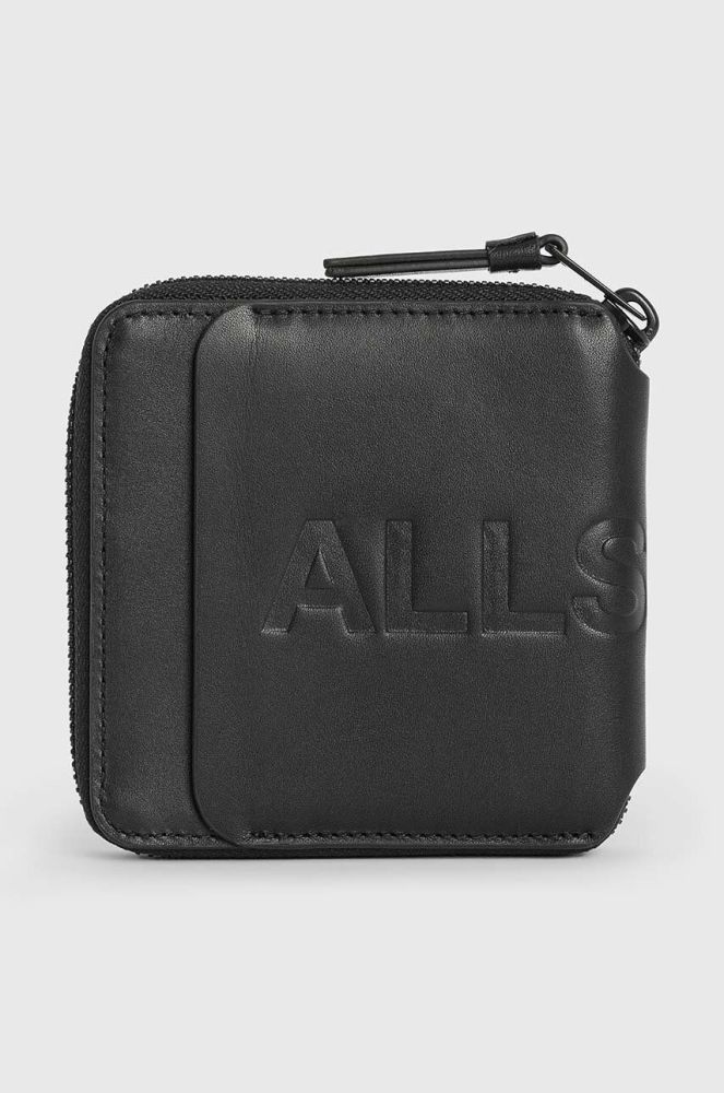 Шкіряний гаманець AllSaints MV504Z CLYMER WALLET чоловічий колір чорний