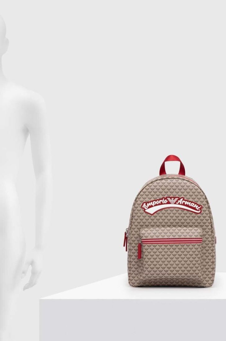 Дитячий рюкзак Emporio Armani колір бежевий великий візерунок