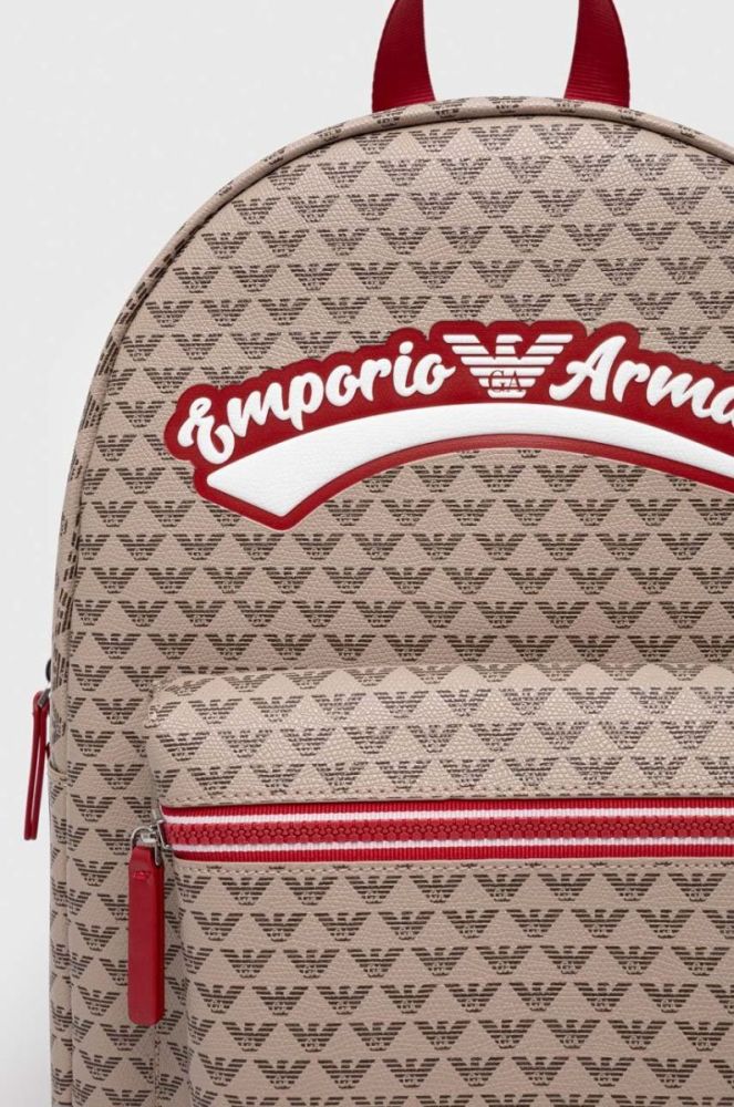 Дитячий рюкзак Emporio Armani колір бежевий великий візерунок фото 4