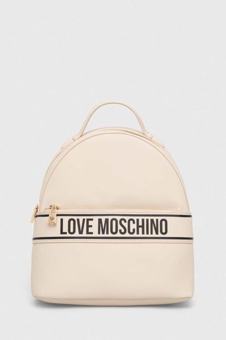 Рюкзак Love Moschino жіночий колір бежевий малий з принтом Рюкзак Love Moschino жіночий колір бежевий малий з принтом