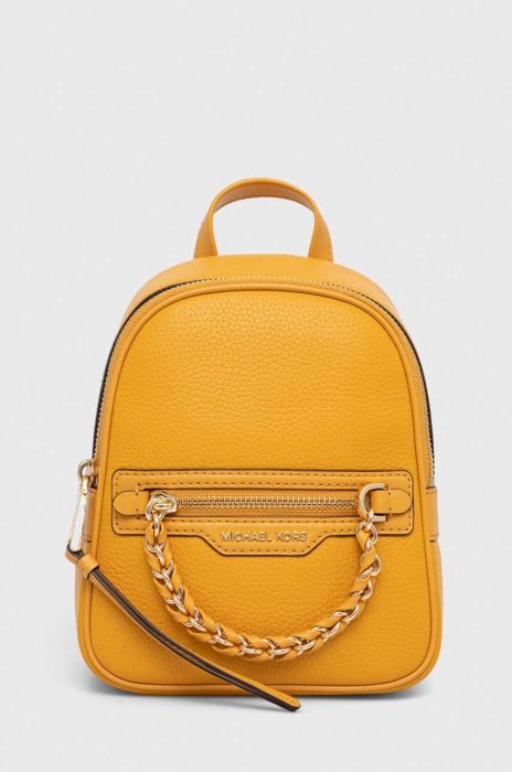 Шкіряний рюкзак MICHAEL Michael Kors жіночий колір жовтий малий однотонний Шкіряний рюкзак MICHAEL Michael Kors жіночий колір жовтий малий однотонний