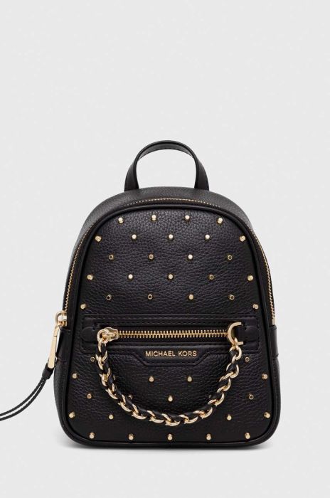 Шкіряний рюкзак MICHAEL Michael Kors жіночий колір чорний малий з аплікацією