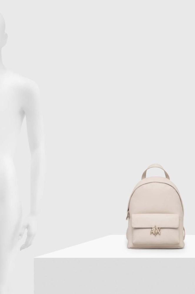 Рюкзак Armani Exchange жіночий малий однотонний колір бежевий фото 6