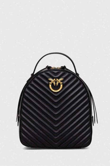 Шкіряний рюкзак Pinko жіночий колір чорний малий однотонний