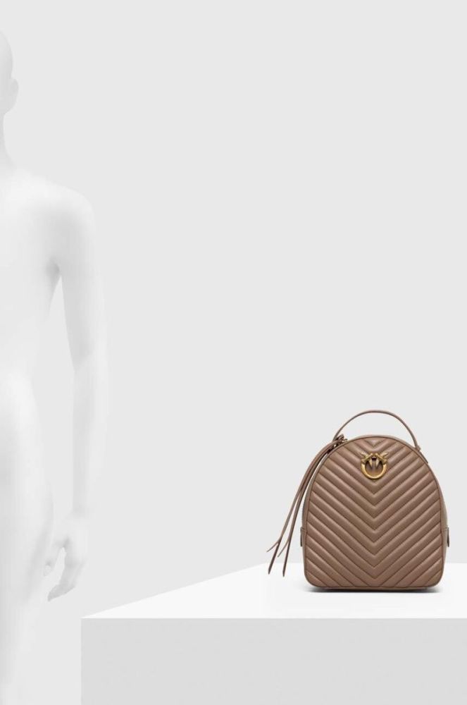 Шкіряний рюкзак Pinko Answear Exclusive жіночий колір коричневий малий однотонний фото 6