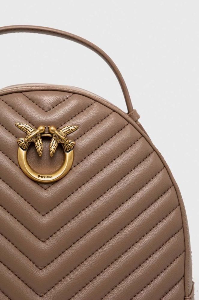Шкіряний рюкзак Pinko Answear Exclusive жіночий колір коричневий малий однотонний фото 4