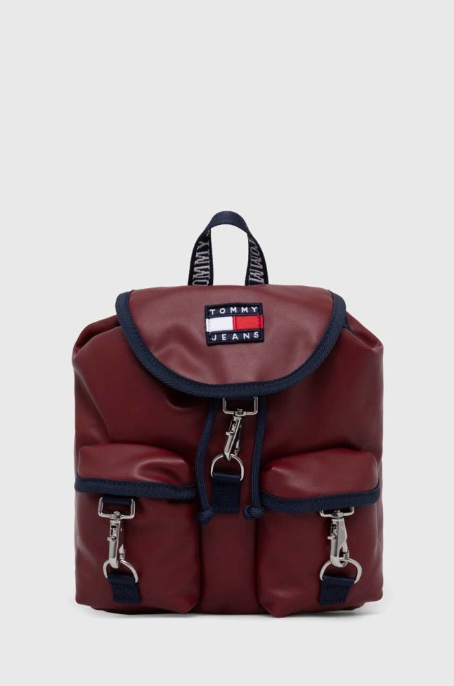 Рюкзак Tommy Jeans жіночий колір бордовий малий однотонний