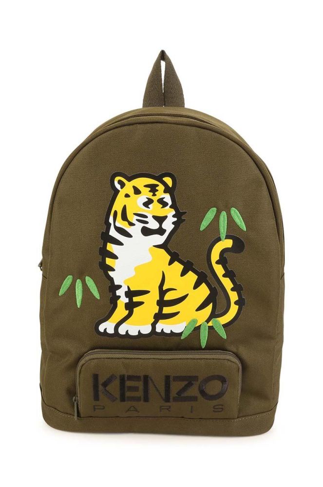 Дитячий рюкзак Kenzo Kids колір зелений великий з принтом