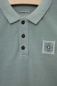 Бавовняне поло Guess колір сірий з аплікацією