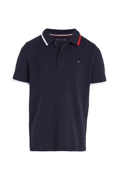Дитяче бавовняне поло Tommy Hilfiger колір синій однотонний (3533956)
