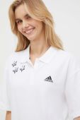 Бавовняне поло adidas колір білий