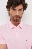 Поло Tommy Hilfiger чоловічий колір рожевий однотонний (3257050)