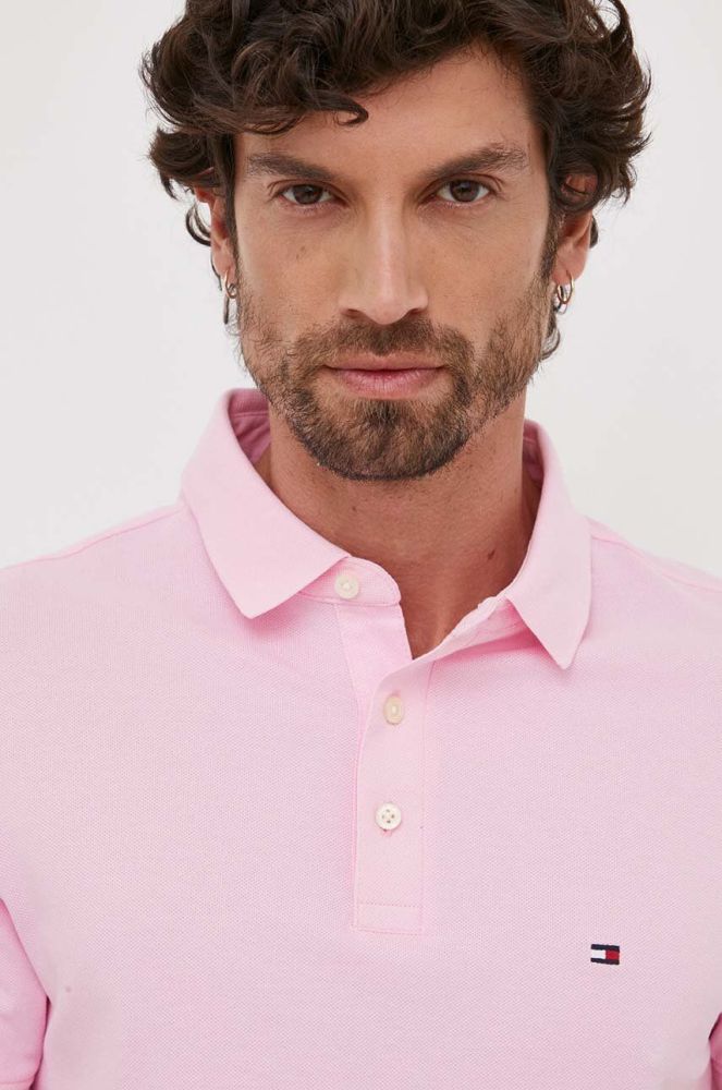 Поло Tommy Hilfiger чоловіче колір рожевий однотонне