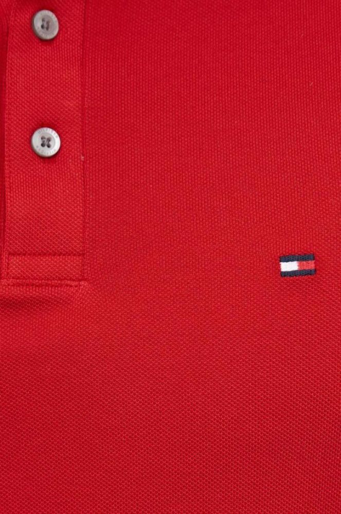 Поло Tommy Hilfiger чоловіче колір червоний однотонне фото 5
