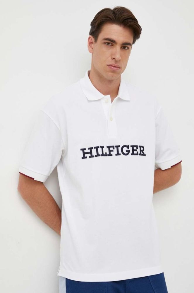 Бавовняне поло Tommy Hilfiger колір білий з аплікацією (3322236) фото 4