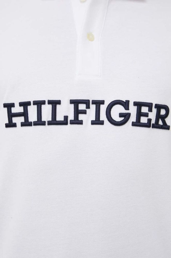 Бавовняне поло Tommy Hilfiger колір білий з аплікацією (3322236) фото 6