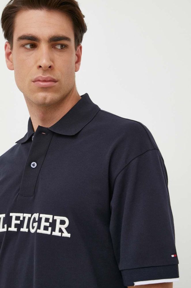 Бавовняне поло Tommy Hilfiger колір синій з аплікацією (3322231)