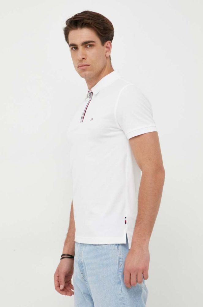 Бавовняне поло Tommy Hilfiger колір білий візерунок (3325121) фото 4