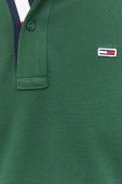 Бавовняне поло Tommy Jeans колір зелений однотонний