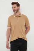 Бавовняне поло BOSS колір бежевий однотонний (3354337)