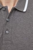 Бавовняне поло BOSS колір сірий однотонний (3354261)