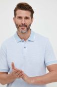 Бавовняне поло BOSS меланж колір блакитний