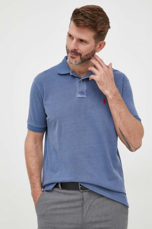 Бавовняне поло Polo Ralph Lauren однотонний колір блакитний (3269187) фото 2
