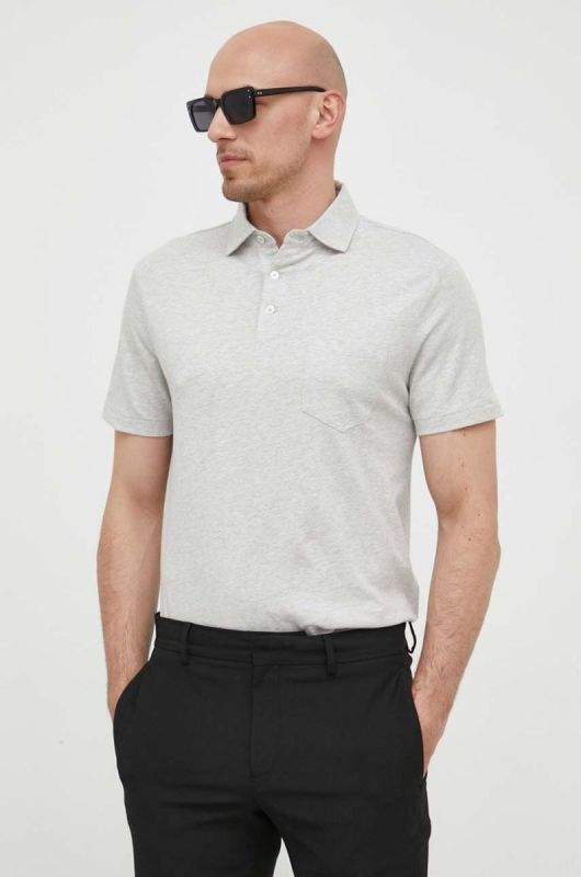 Поло з домішкою льону Polo Ralph Lauren колір сірий однотонний (3259998)