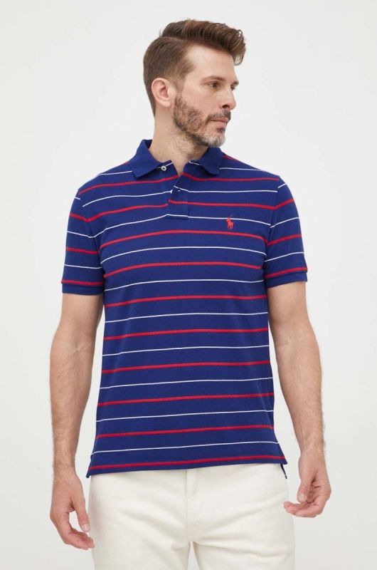 Бавовняне поло Polo Ralph Lauren колір синій візерунок (3276700)
