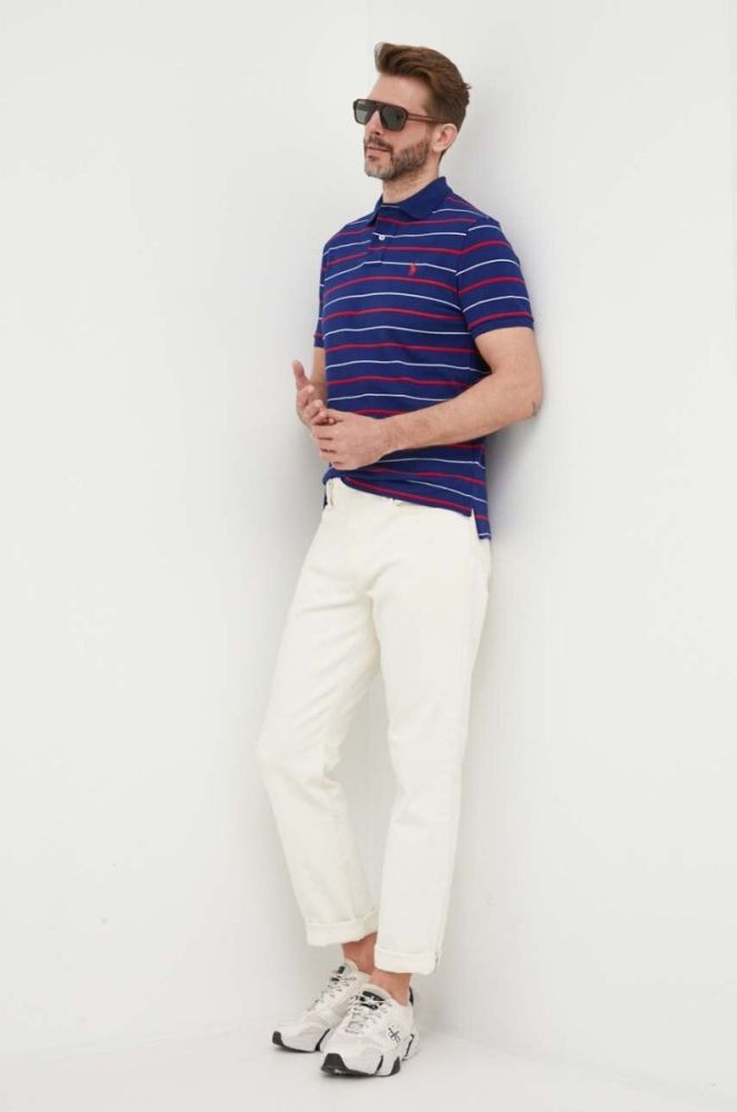 Бавовняне поло Polo Ralph Lauren колір синій візерунок (3276700) фото 2