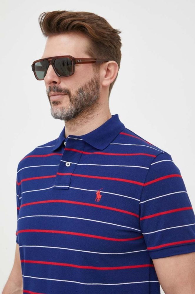 Бавовняне поло Polo Ralph Lauren колір синій візерунок (3276700) фото 4