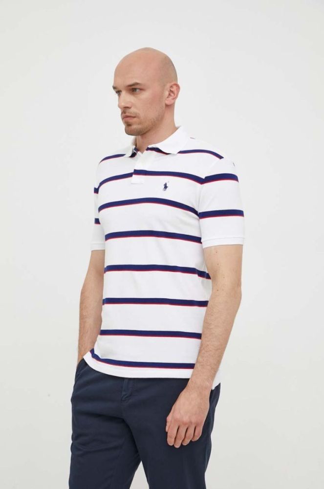Бавовняне поло Polo Ralph Lauren колір білий візерунок (3260013) фото 3