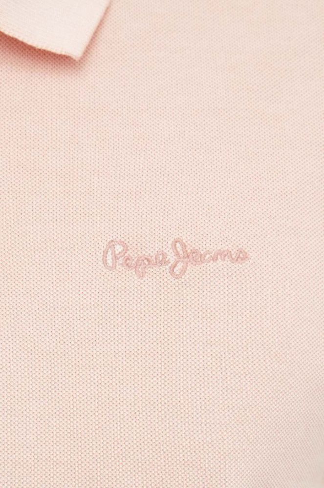 Бавовняне поло Pepe Jeans OLIVER колір рожевий однотонне фото 5