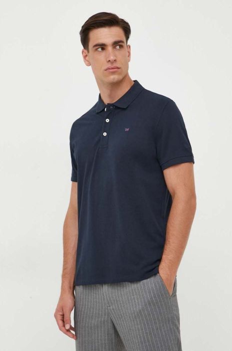Бавовняне поло Pepe Jeans Jimmy колір синій однотонне