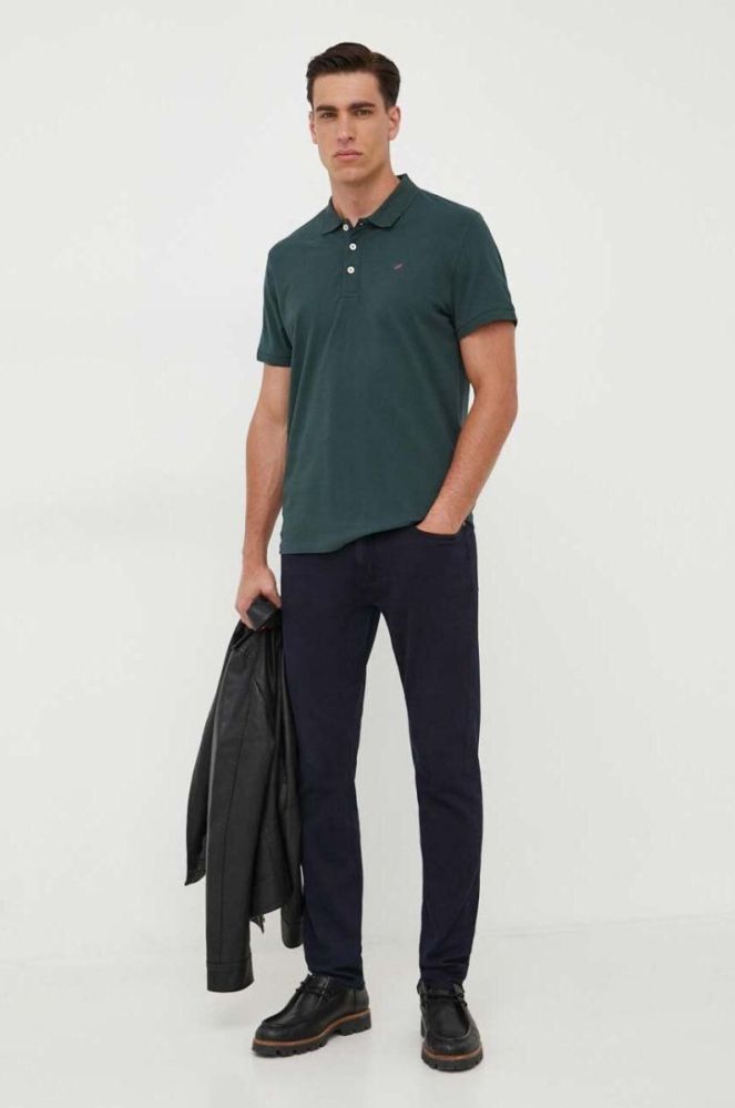 Бавовняне поло Pepe Jeans Jimmy колір зелений однотонне фото 2