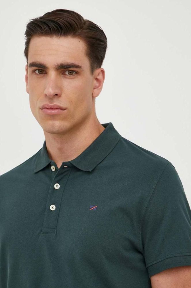 Бавовняне поло Pepe Jeans Jimmy колір зелений однотонне фото 4