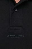 Бавовняне поло Armani Exchange колір чорний з принтом