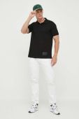 Бавовняне поло Armani Exchange колір чорний з аплікацією (3351686)