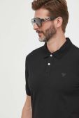 Поло Guess чоловічий колір чорний однотонний (3547038)