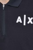 Бавовняне поло Armani Exchange колір синій з аплікацією