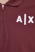 Бавовняне поло Armani Exchange колір бордовий з аплікацією