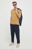 Бавовняне поло Pepe Jeans Oliver колір коричневий однотонне