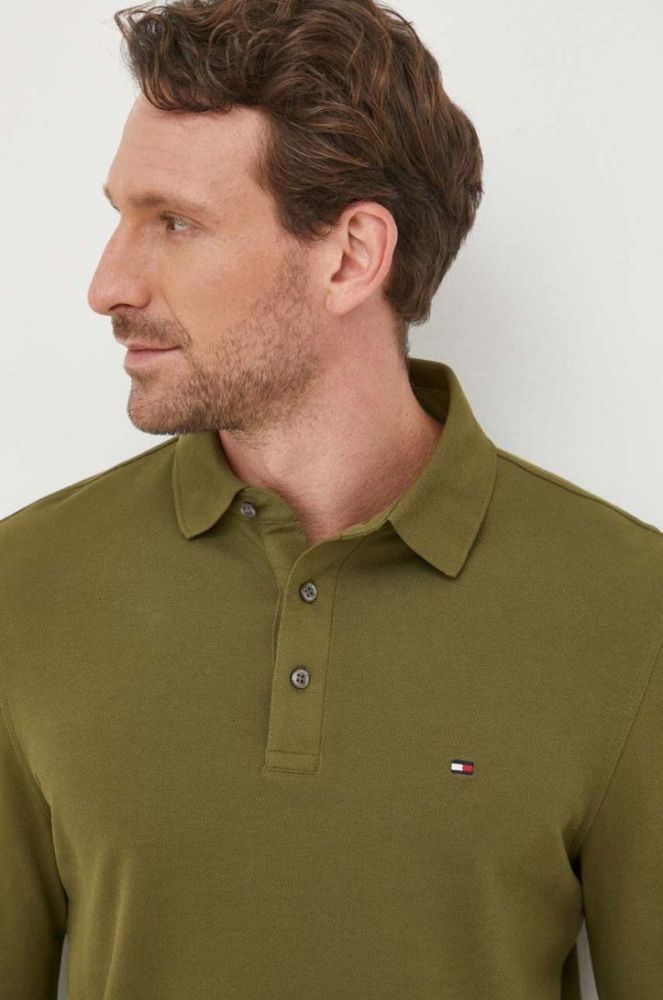 Лонгслів Tommy Hilfiger чоловічий колір зелений однотонний (3523833) фото 4